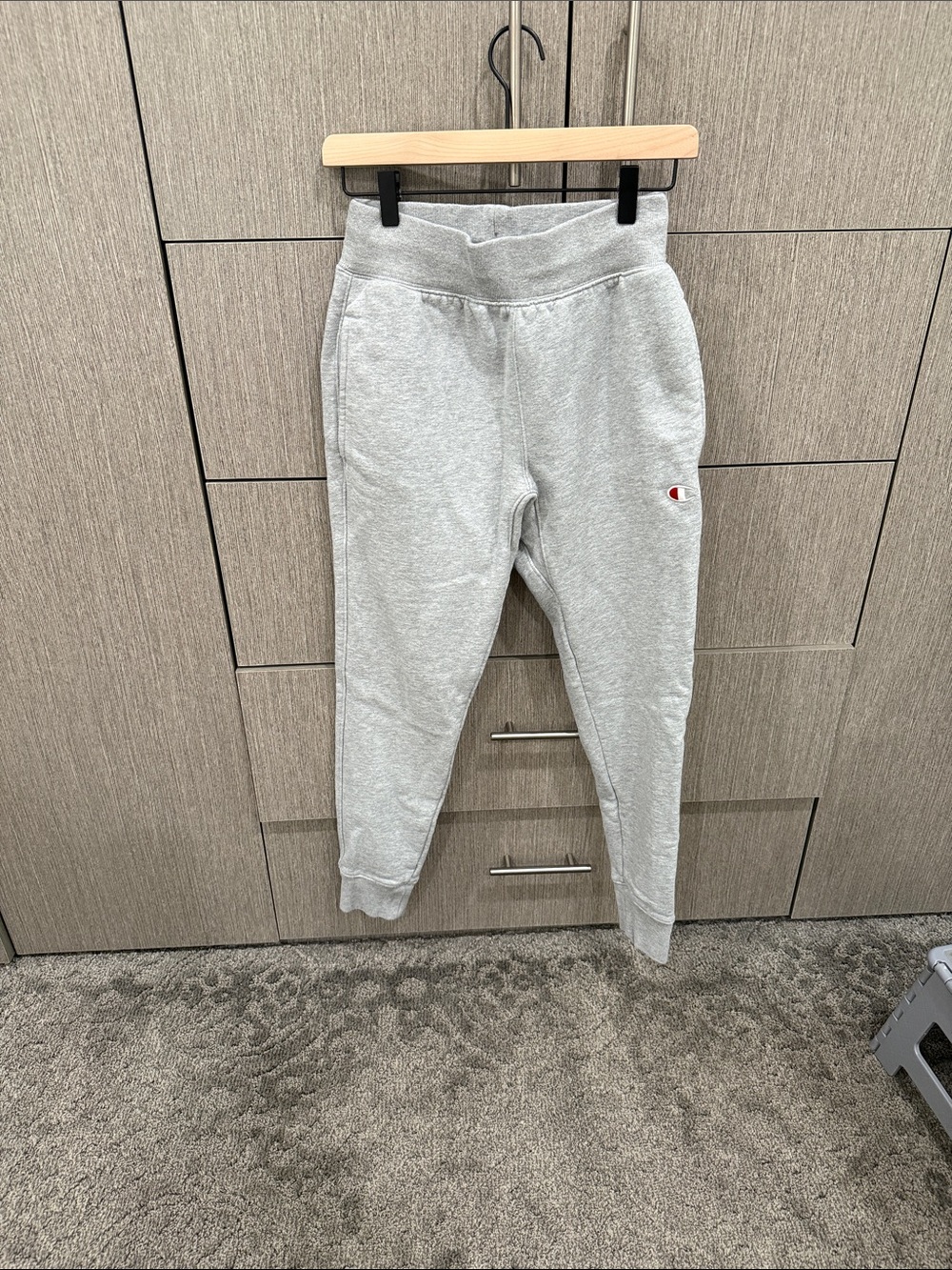 Champion Heather Gray Fleece Joggers with Small Logo